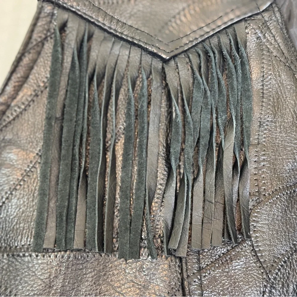 Vintage Navarre Genuine Buffalo Leather Fringe Vest XL – Italian Stone